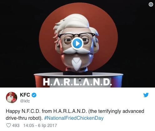 A screenshot of a KFC Twitter post showing a marketing hashtag