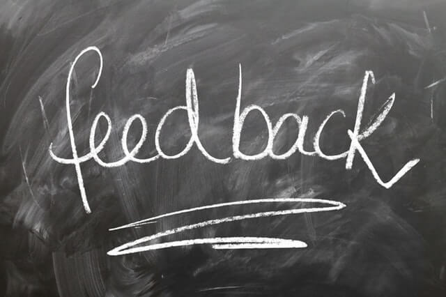 The word feedback written on blackboard