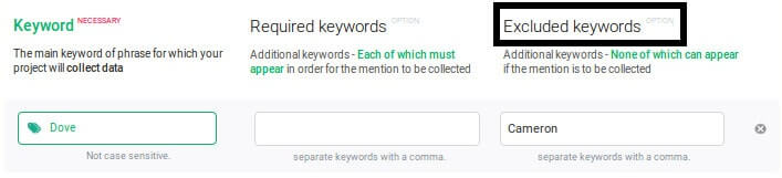 How to use excluded keywords in social media monitoring tool