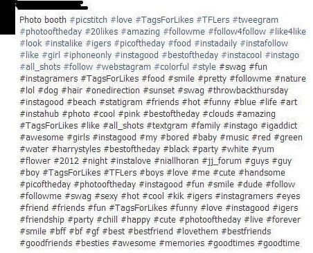 Don't use too many hashtags in one post