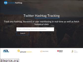 A screenshot of the first screen from TrackMyHashtag tool, a hashtag tracking tool