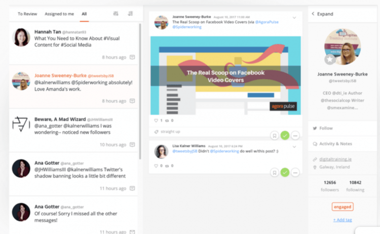 print screen from Agora Pulse, a brand reputation monitoring tool