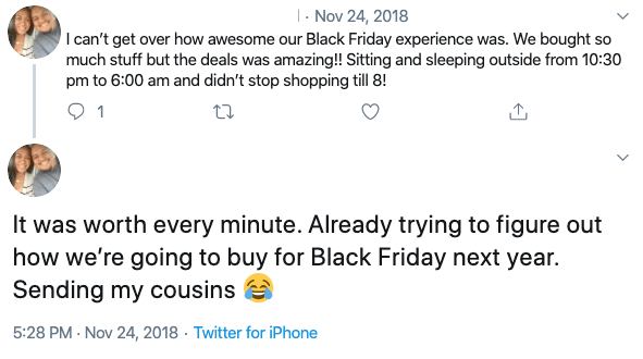 social mentions regarding Black Friday deals