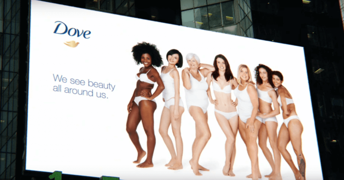 Dove billboard showing a group of women posing.