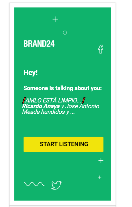 Brand24 remarketing ad: "Hey! Someone is talking about you..."