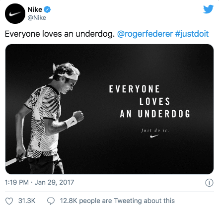 A screenshot showing a post from Nike's Twitter