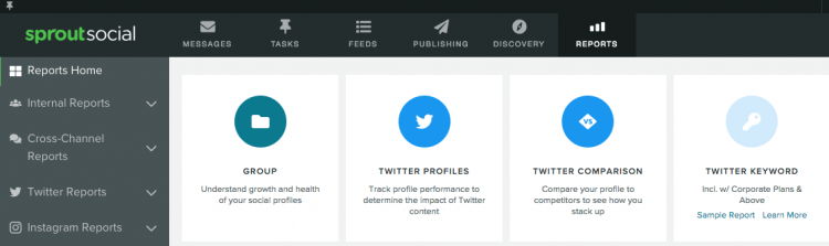 print screen of Sprout Social leading Twitter analytics tool